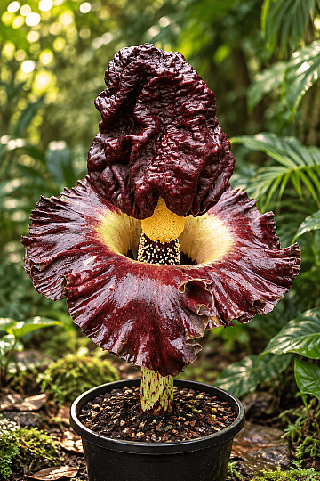 Amorphophallus Paeoniifolius - Dev yapraklı Muhteşem Çiçekli Egzotik Caudex Bitki