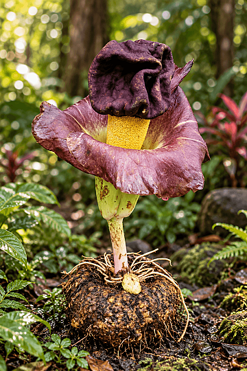 Amorphophallus Paeoniifolius - Dev yapraklı Muhteşem Çiçekli Egzotik Caudex Bitki - 2